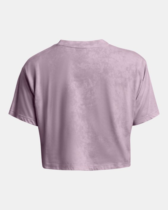 เสื้อคร็อปแขนสั้น UA Wash Logo Repeat สำหรับผู้หญิง in Purple image number 3